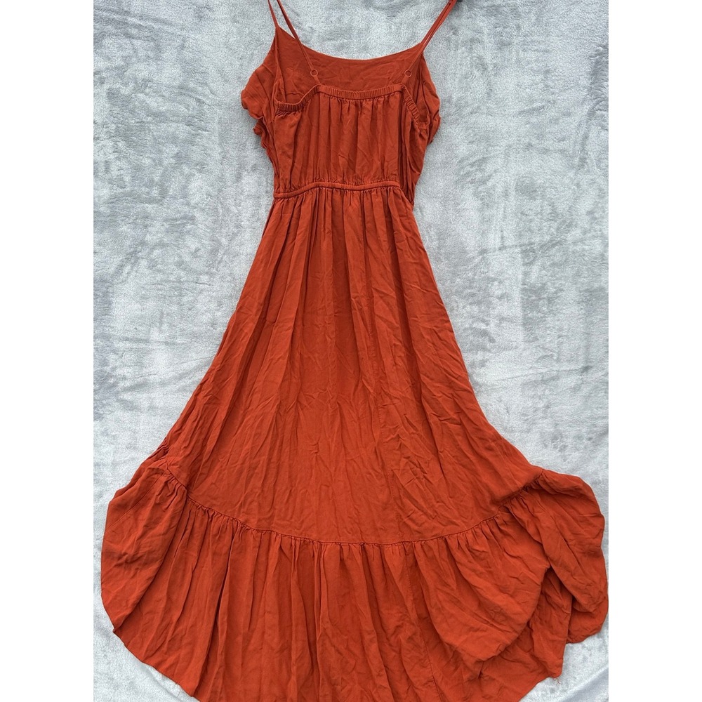 Women’s High-Low Ruffle Slip Dress - Rust - Picture 2 of 9